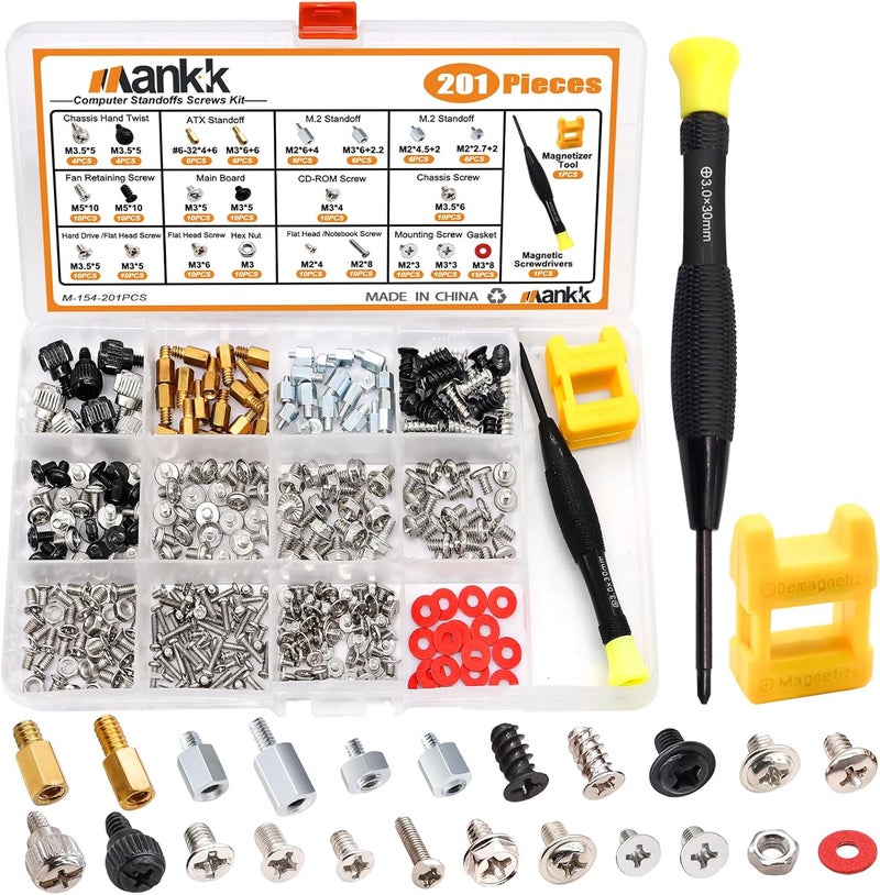 mankk 23 Sizes M.2 Computer Screws Motherboard Standoffs Laptop Screws for Motherboard,HDD Hard Drive,SSD,PC Case,PC Fan,ATX Case,CD-ROM - Image 1